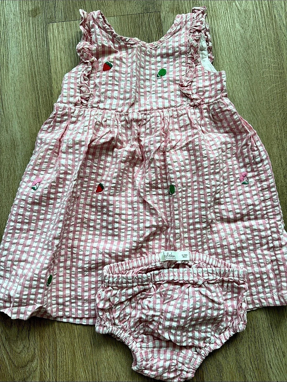 Baby Boden  Baby Girls Gingham Romper Pink & White
